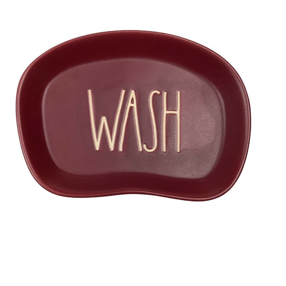 Rae Dunn Burgundy Wine Red Bathroom WASH Soap Dish Artisan Collection by Magenta